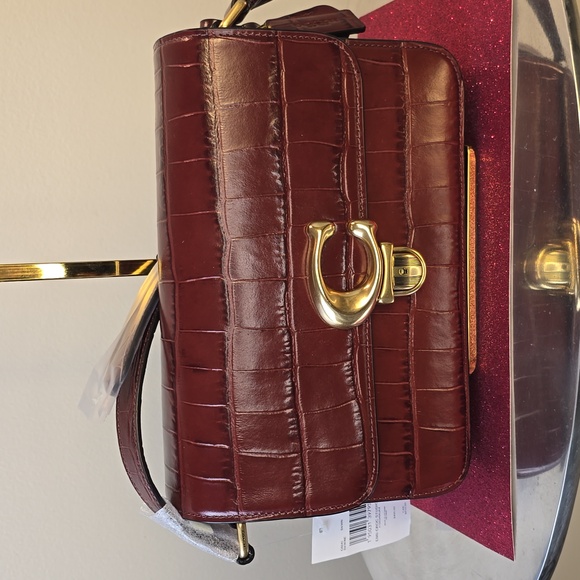 🎉HP🎉Coach 🤎NWT🤎 Croc Studio Shoulder Purse - STUNNING!🤎🤎🤎 - Picture 14 of 15